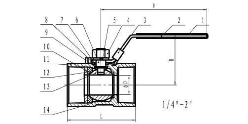 Dessin de robinet à tournant sphérique de Yuanheng 1PC